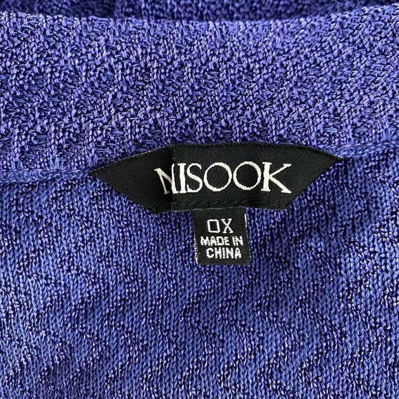 Misook Jacket Womens 0X Blue Purple Knit Acrylic Blend Silver Buttons‎ CJ-1673 - Picture 7 of 8